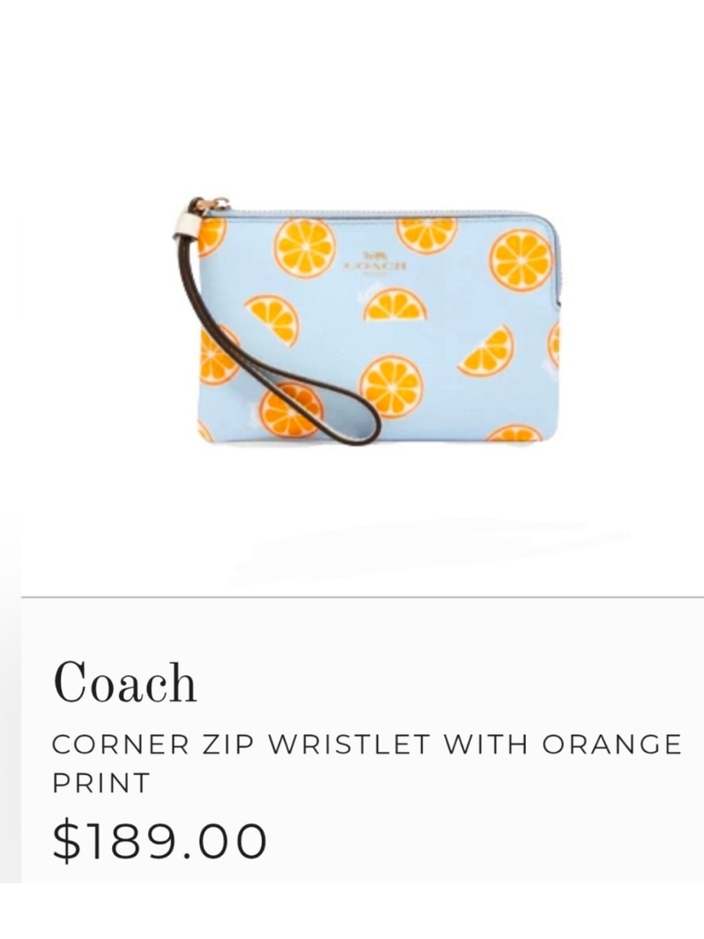 Coach corner zip wristlet in orange slice print - Picture 2 of 7